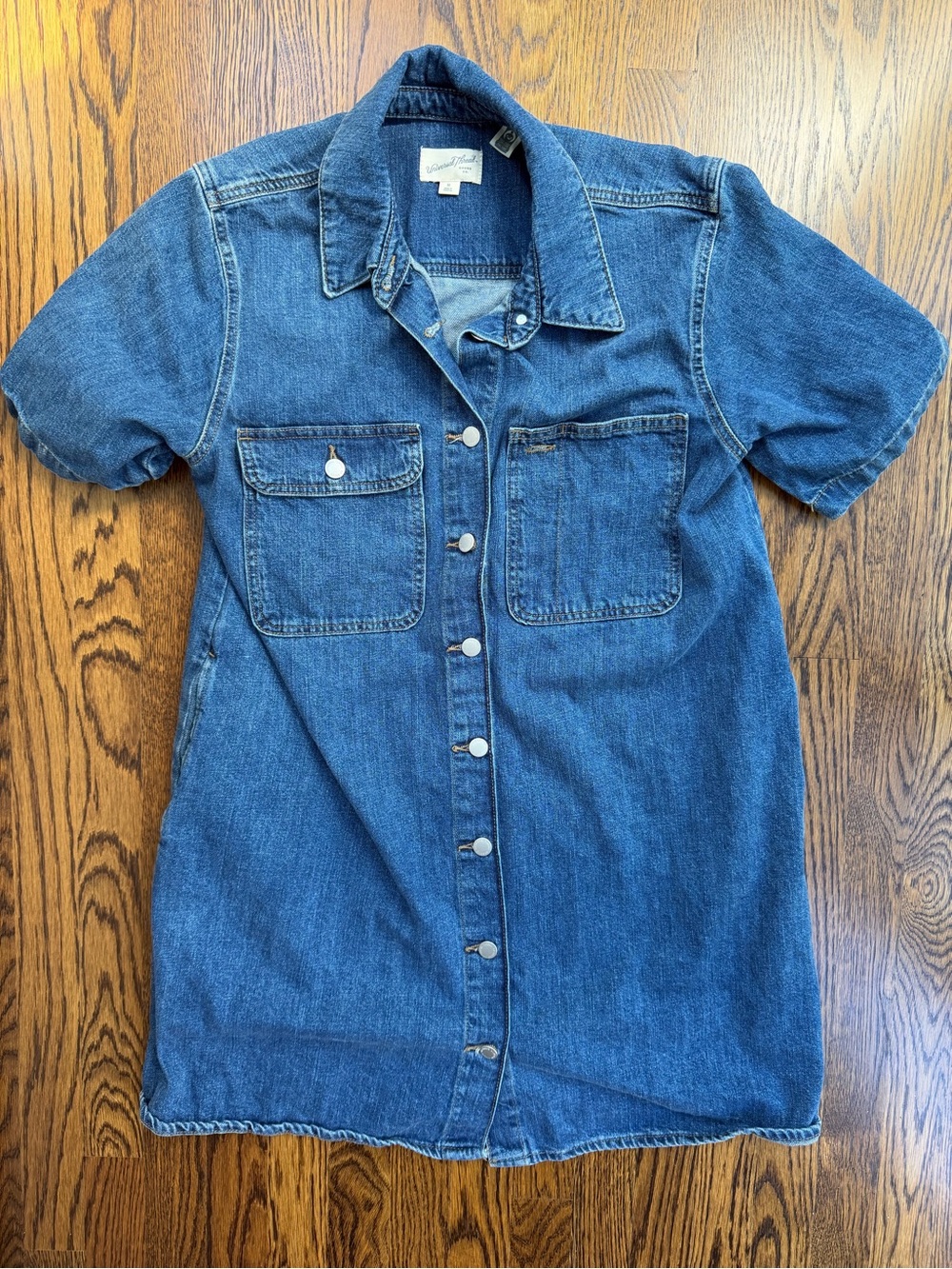 Universal Thread Denim Short Sleeve Western Cotton Button Down Mini Dress